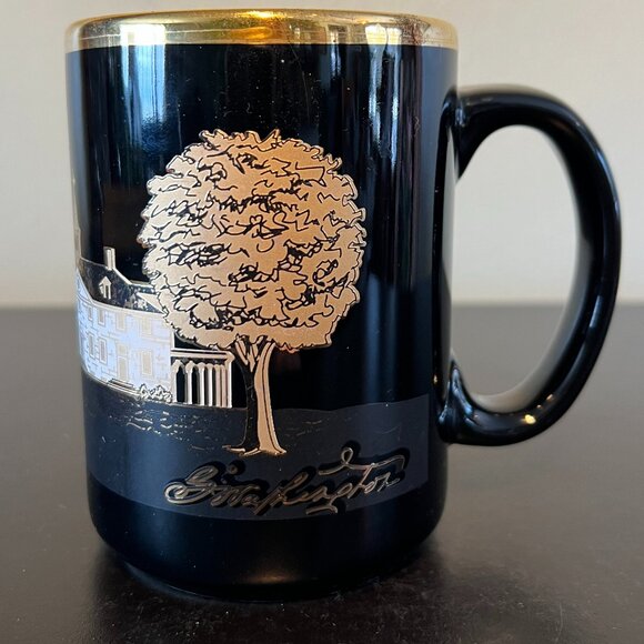 Vintage Mount Vernon George Washington Estate Mug in Black & Metallic Gold - Picture 6 of 9